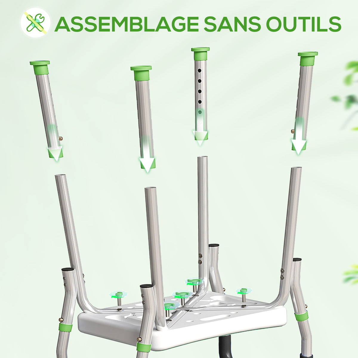 Tabouret de douche pour personnes âgées et handicapées avec accoudoirs, hauteur réglable, patins antidérapants, vert-6