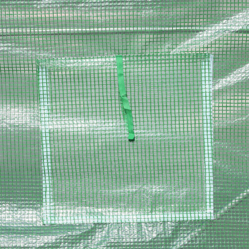 Serre de Jardin Tunnel Surface Sol 6 m² châssis Tubulaire renforcé Porte zippée 4 fenêtres enroulables Vert-8