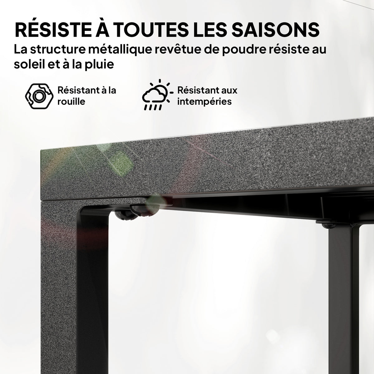 Table basse extérieure à 2 niveaux en métal, table de jardin carrée avec étagère de rangement, 45 x 45 x 54 cm, noir-4