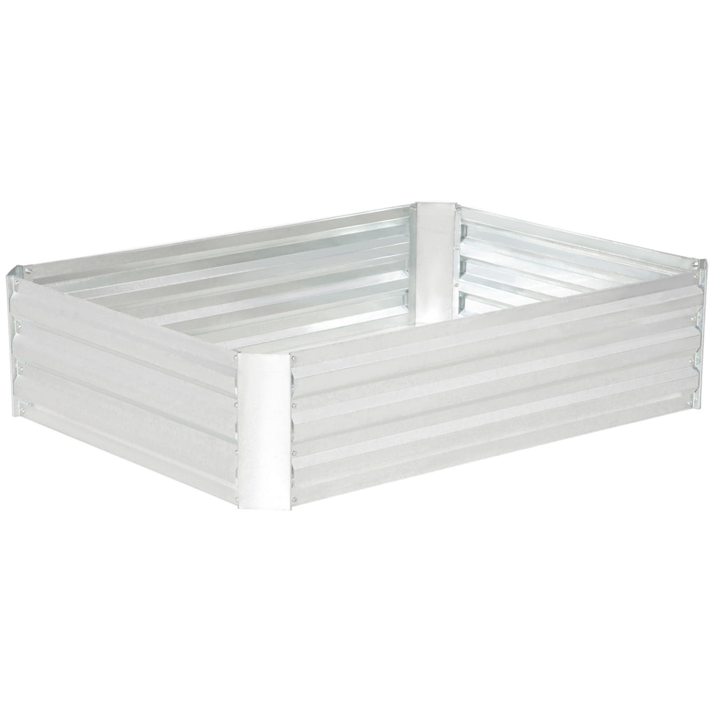 Lit de jardin surélevé carré potager en acier galvanisé protection contre mauvaises herbes 120 x 90 x 30 cm argent-0