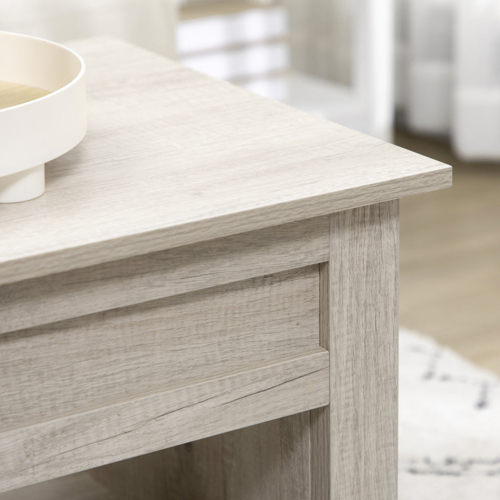 Table basse plateau relevable, table de salon avec étagères et compartiment caché,105 x 50 x 49-62,5 cm pour salon, chambre, aspect chêne clair-8