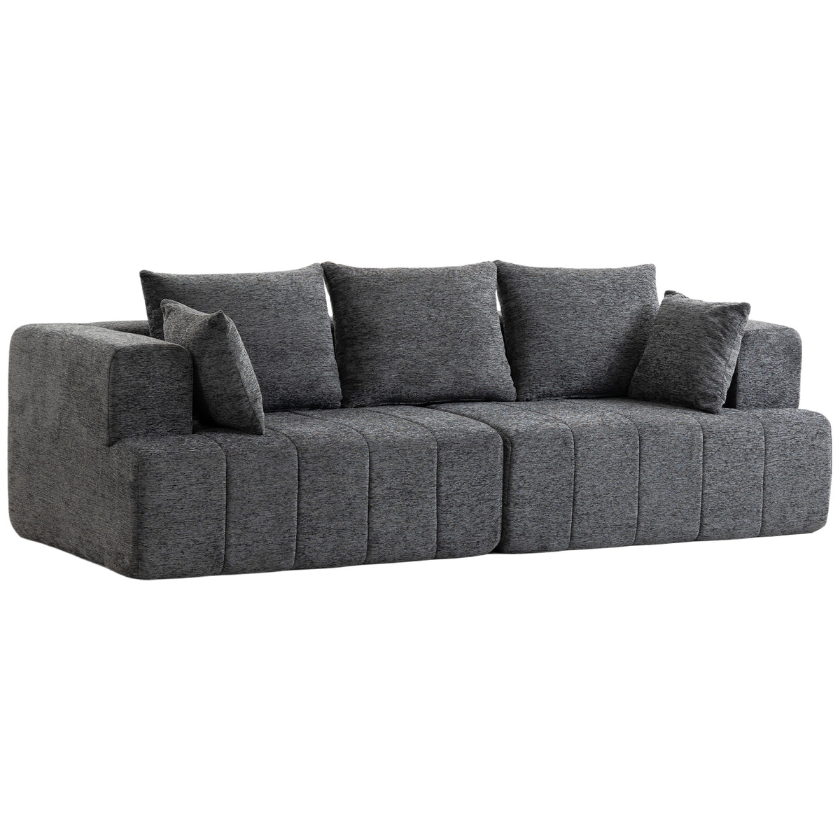 Canapé 3 places en chenille 248 cm, canapé salon moderne, large assise rembourrée, coussins à ressorts, gris-0