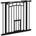Barrière de sécurité animaux chien porte fermeture automatique sans perçage de 74 à 80 cm acier noir-0