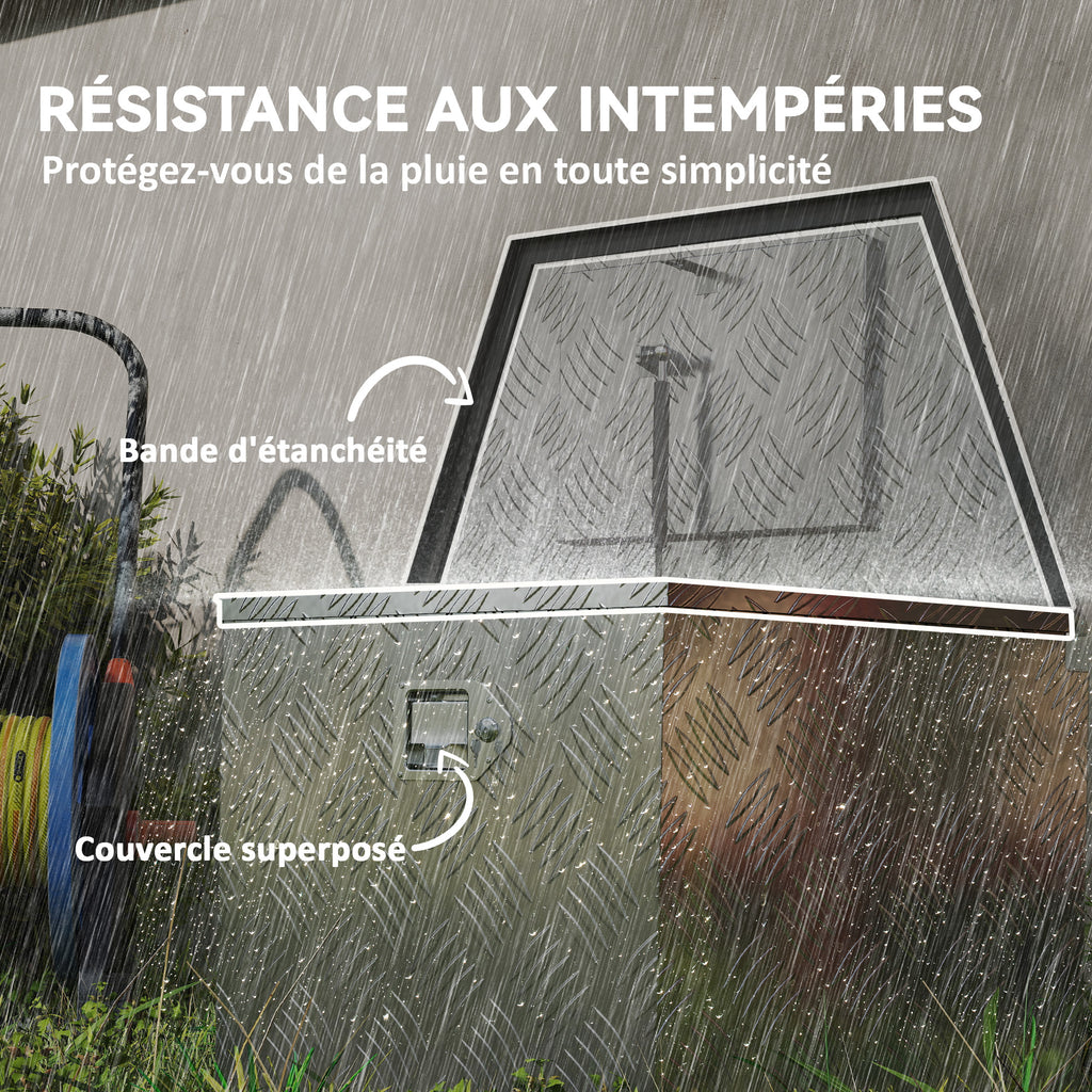 Boîte à outils pour remorque boîte de rangement en aluminium verrouillable en forme trapézoïdal 73,7 x 41 x 46 cm argent-5