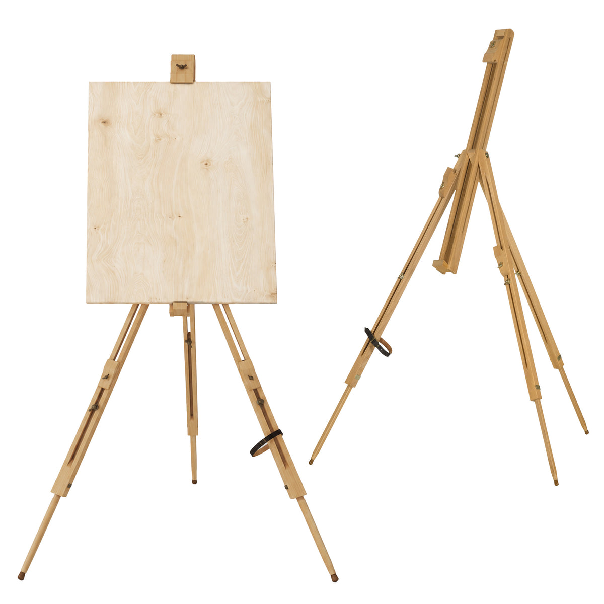 Chevalet d'artiste en bois sur pieds pliable portable supporte des toiles jusqu'à 66/107 cm bois naturel-0
