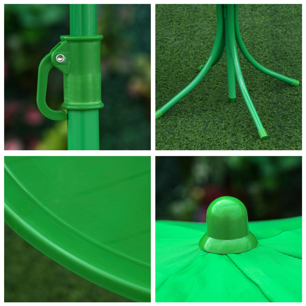 Ensemble Salon de Jardin Enfant 4 pcs Design Grenouille - Table Ronde + 2 chaises Pliables + Parasol - métal époxy Oxford Vert-7