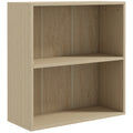 Bibliothèque étagère de rangement avec 2 compartiments et étagère réglable, 60 x 24 x 63 cm, effet bois naturel-0