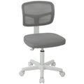 Chaise de Bureau Ergonomique Sans Accoudoirs, Fauteuil de Bureau Pivotant, Dossier Courbé en Maille et Roulettes, Gris-0