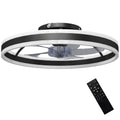 Ventilateur de plafond avec lumière et télécommande, plafonnier ventilateur 50 cm avec 6 vitesses, noir-0