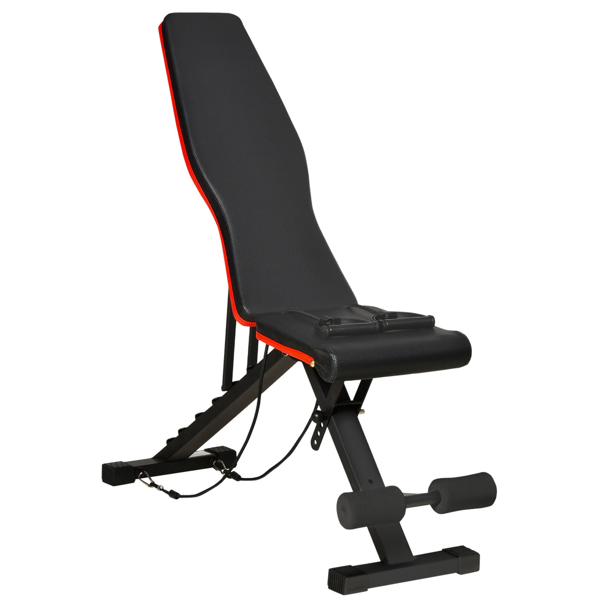 Banc de musculation pliable dossier réglable 6 niveaux assise ajutable 4 niveaux coussin 130 x 34 x 109 cm noir et rouge-0