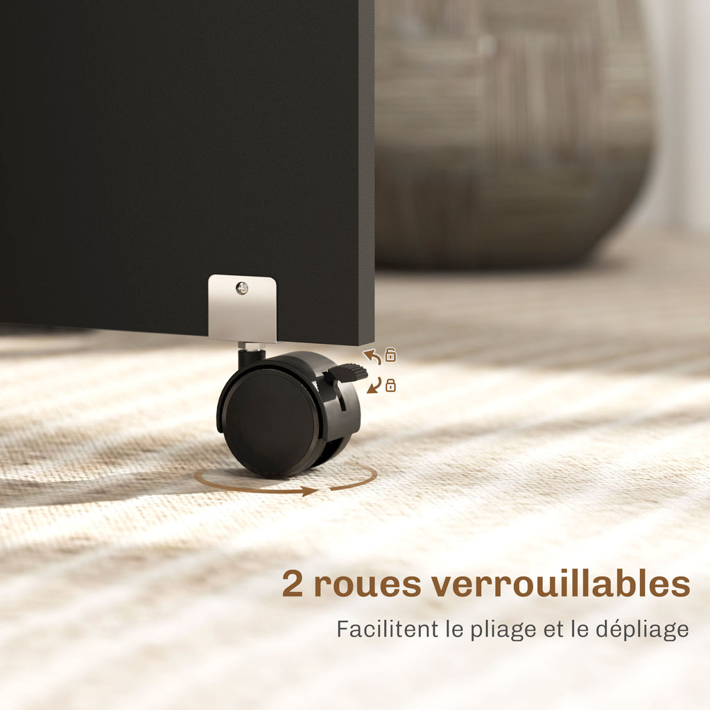 Table pliante de cuisine salle à manger amovible sur roulettes 75 x 140 x 74 cm coloris chêne et noir-5