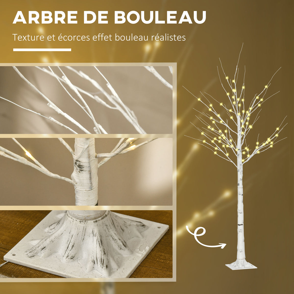 Arbre lumineux LED, décoration lumineuse blanc chaud, 96 LEDs 180 cm, décoration de noël, chambre, maison, blanc-4