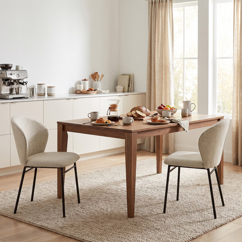 Lot de 2 chaises de salle à manger assise rembourrée en tissu aspect lin pieds en acier stable design moderne crème-7