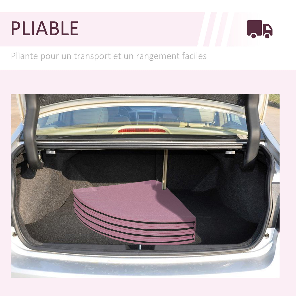 Tapis de Pole Dance Pliable - Tapis de Protection Ø 150 cm Épaisseur 5 cm - Revêtement Plastique Rose-3