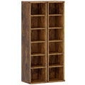 Lot de 2 étagères colonnes armoire de rangement CD-DVD 12 compartiments 21 x 22,5 x 88,5 cm capacité 204 CD marron-0