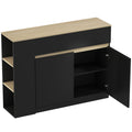 Buffet meuble de rangement avec 2 tiroirs 3 étagères ouvertes et placard 2 portes 110 x 29,5 x 82 cm noir-0