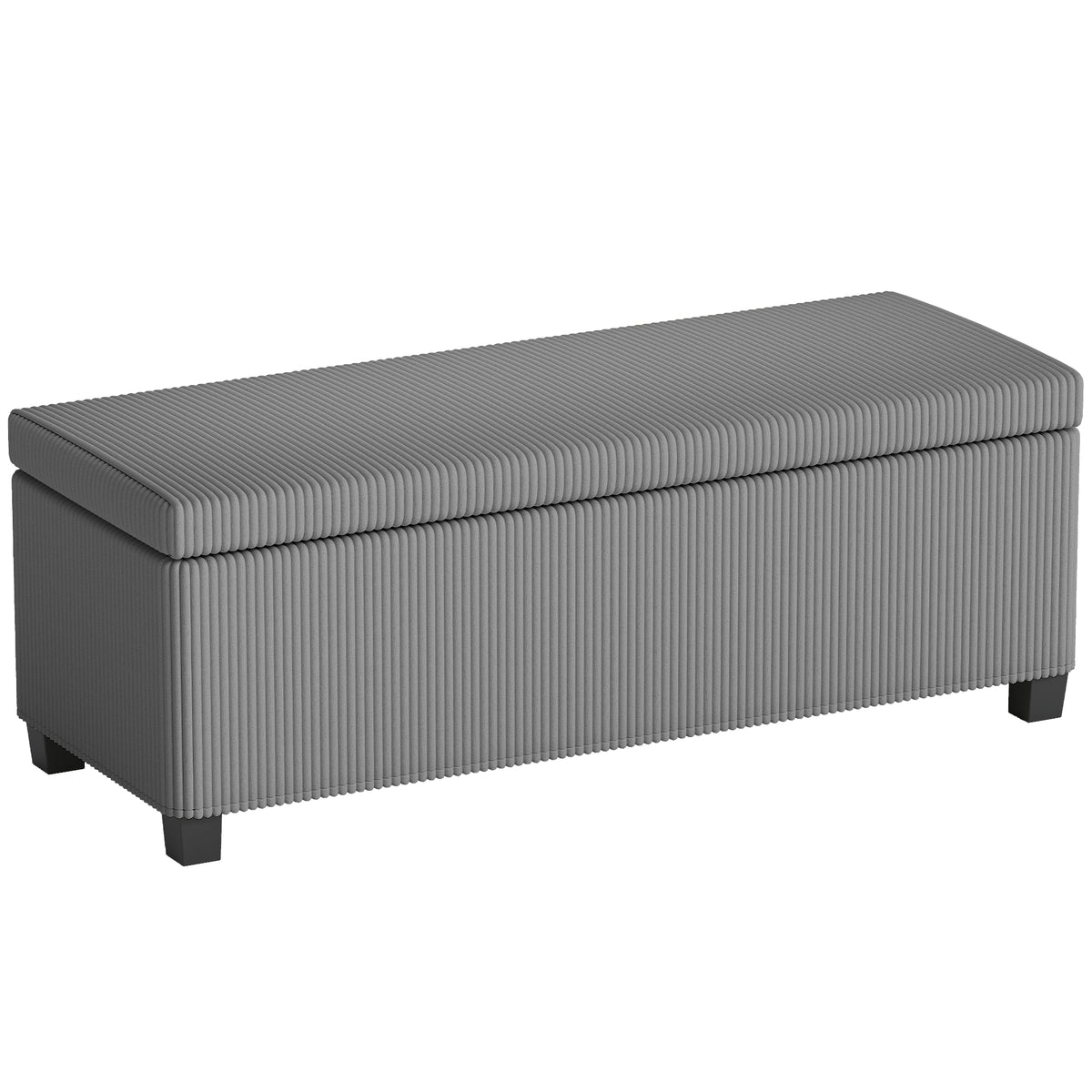 Banc de rangement bout de lit en velours côtelé avec couvercle, pour salon, chambre, entrée, 112 x 42 x 40 cm, gris-0