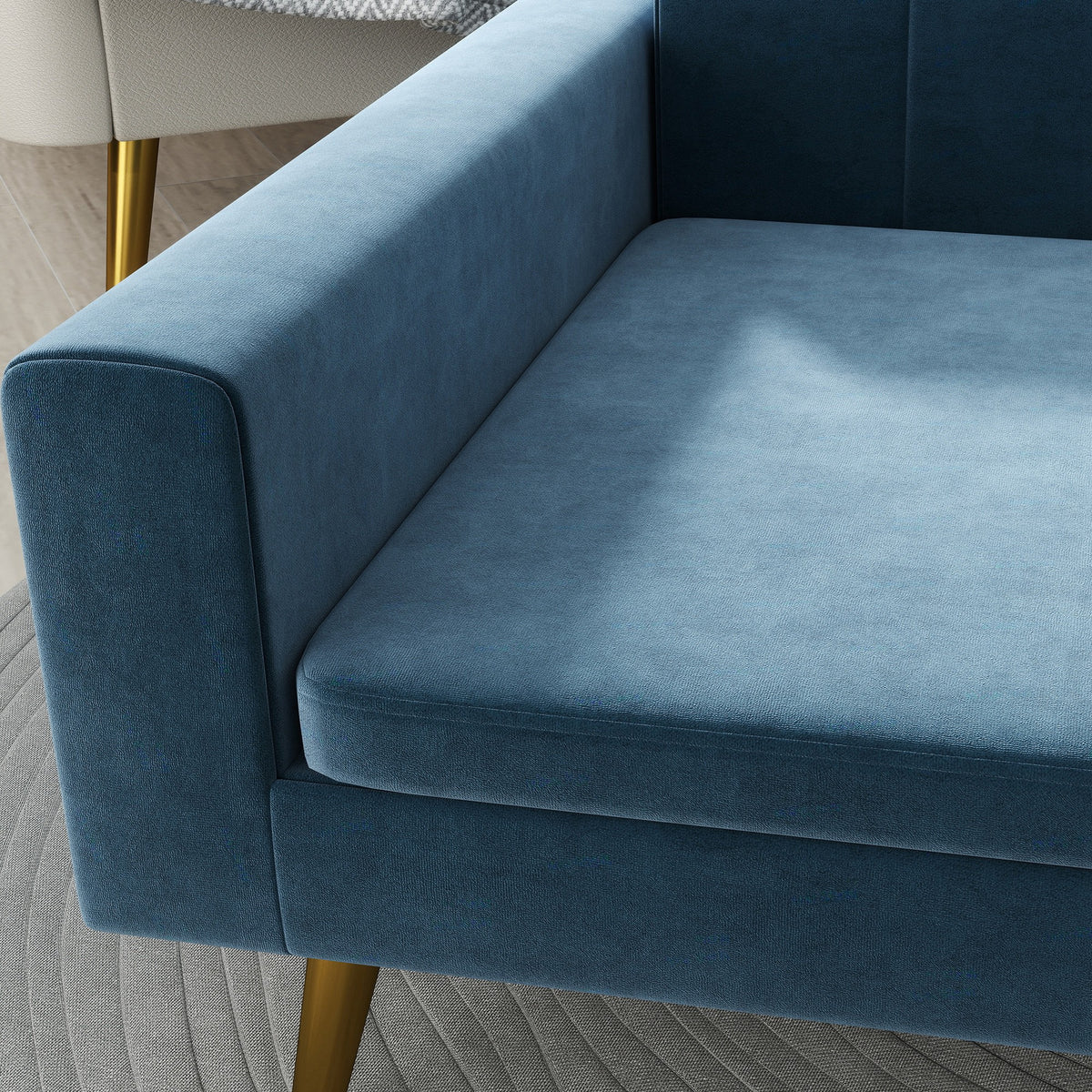 Canapé chien lit pour chien design scandinave coussin moelleux pieds métal doré 94 x 59,5 x 31,5 cm velours soyeux bleu-8