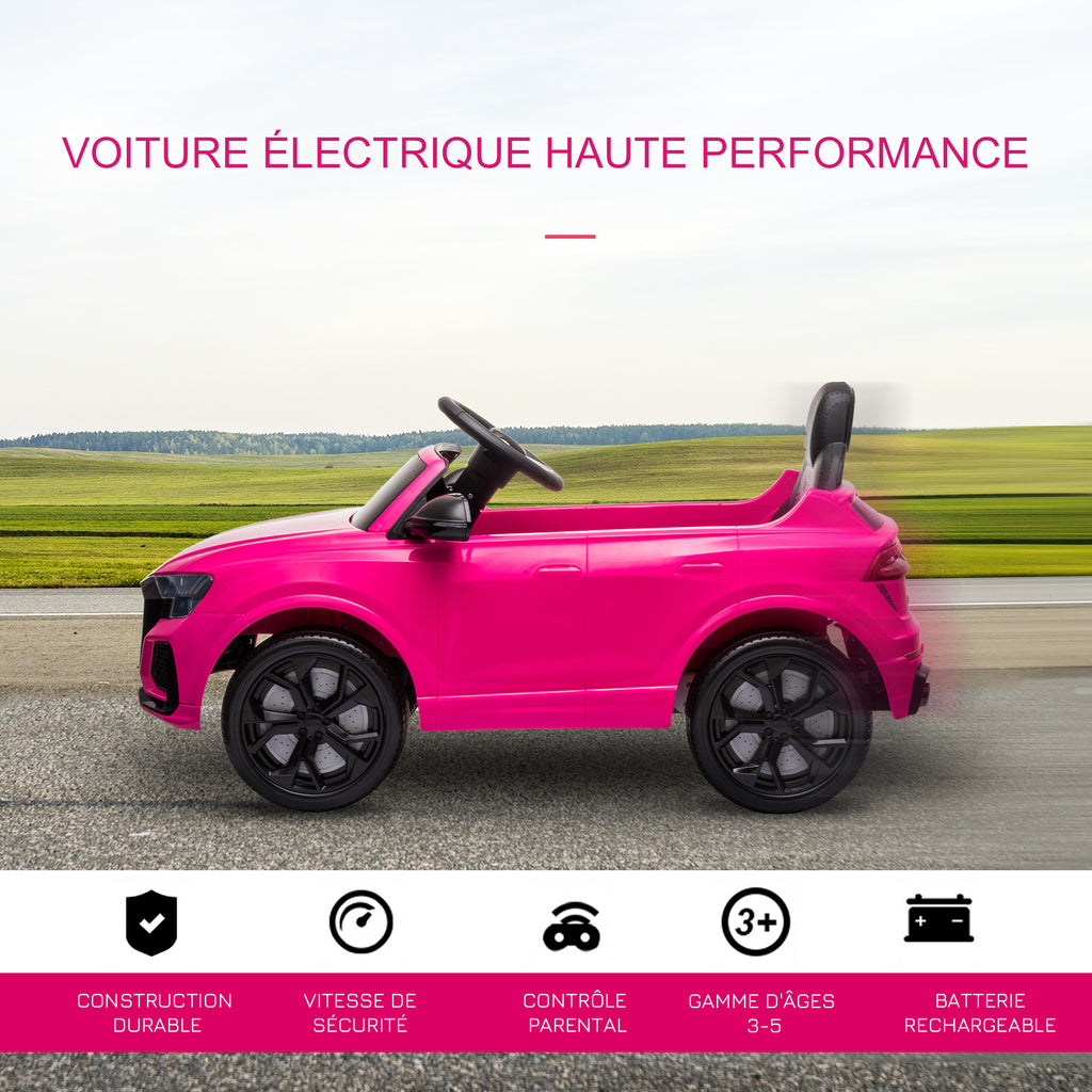 Voiture électrique enfants sous licence Audi RS Q8, véhicule électrique avec télécommande, USB, Bluetooth, rose-3