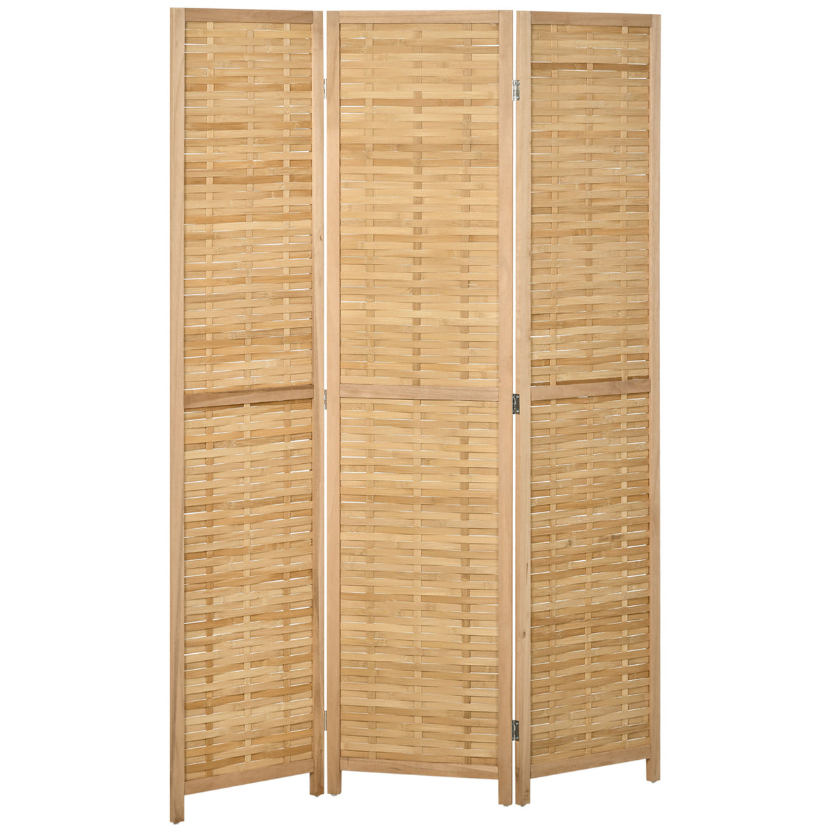 Paravent en bois séparateur de pièce closion de séparation pliable 3 panneaux en bambou 120 x 170 cm naturel clair-0