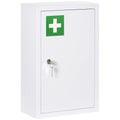 Armoire à pharmacie murale en acier, armoire à médicaments à 3 niveaux porte verrouillable 2 clés, 30x14x46cm, blanc-0