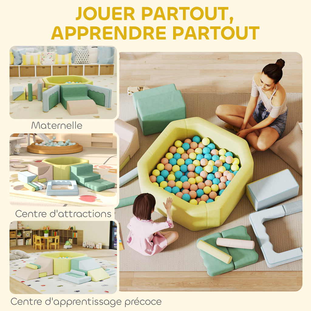 Parcours motricité bébé module motricité bébé avec piscine à balles housse lavable 160 x 137,5 x 30 cm multicolore-8