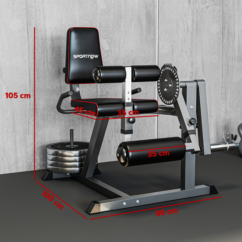 Machine d'extension de jambe, étirement des jambes, capacité 120 kg, multifonction 100 x 90 x 105 cm acier noir-2