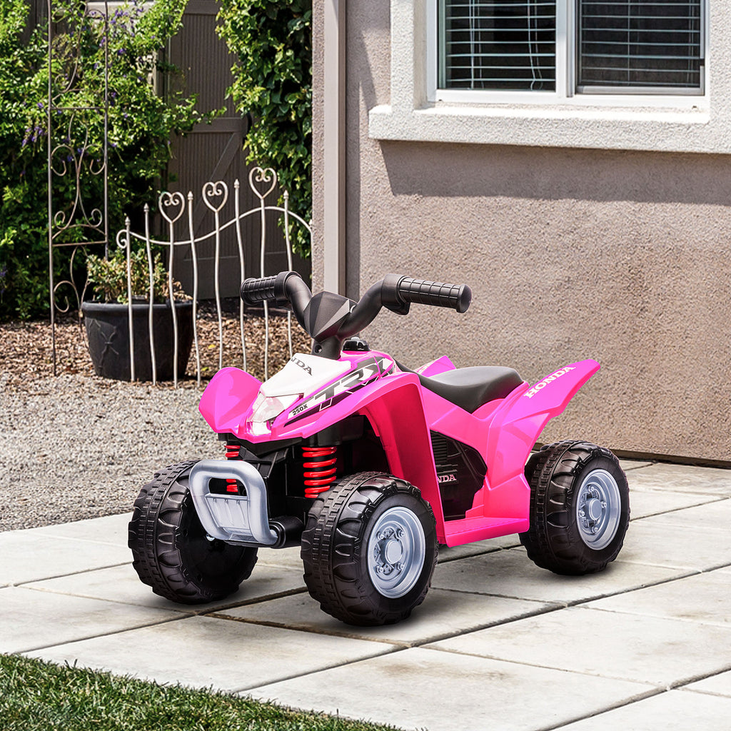 Quad électrique enfant 6 V, vitesse de 2,8 km/h, phares LED, klaxon, poignée et selle ergonomique, rose-1