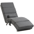 Fauteuil relax salon fauteuil de massage et chauffage meridienne avec télécommande et oreiller, tissu effet lin, gris-0