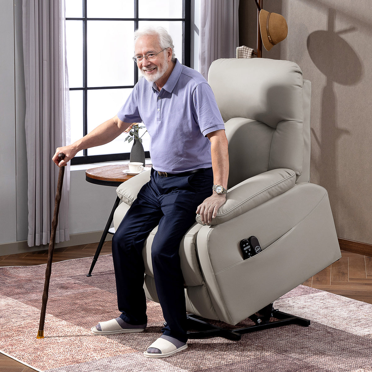 Fauteuil releveur électrique, fauteuil relax électrique avec fonction massage et chauffage, 89 x 94,5 x 103 cm, gris-1
