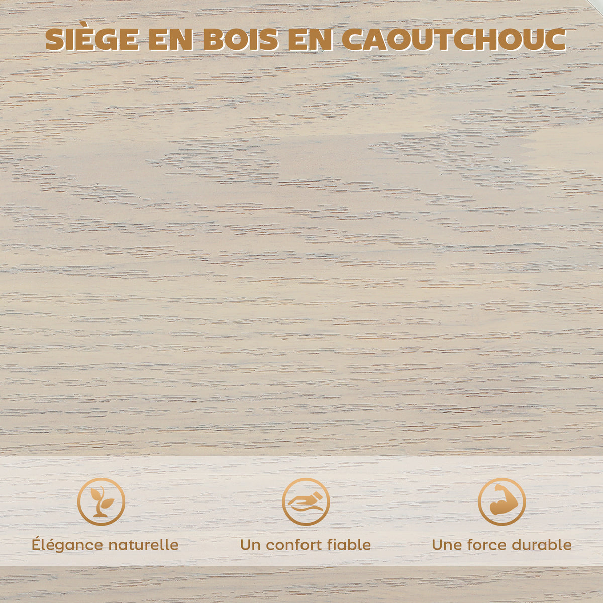 Lot de 2 tabourets de bar, chaises de bar pivotantes avec assise en hévéa, hauteur réglable et repose-pieds, blanc-5