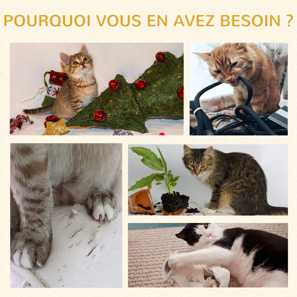 Arbre à chat centre d'activités multi-équipé griffoirs grattoir jeu boule suspendue niche plateformes gris-5
