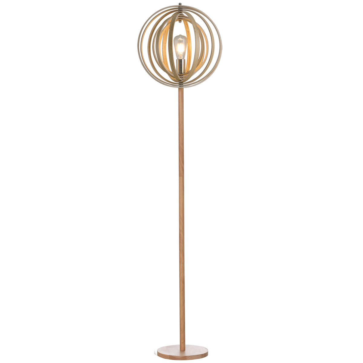 Lampadaire sur Pied Circulaire 40 W Max. Abat-Jour bois naturel clair dim. Ø 38 x 160 cm-0
