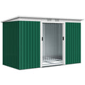 Abri de jardin 3,6 m² 280 x 130 x 172 cm kit de fondation porte coulissante ventilations acier galvanisé vert foncé-0