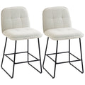 Lot de 2 Tabourets de Bar, Chaises de Bar Rembourrées en Tissu Bouclette, Extra-Large Assise 66H cm, Crème-0