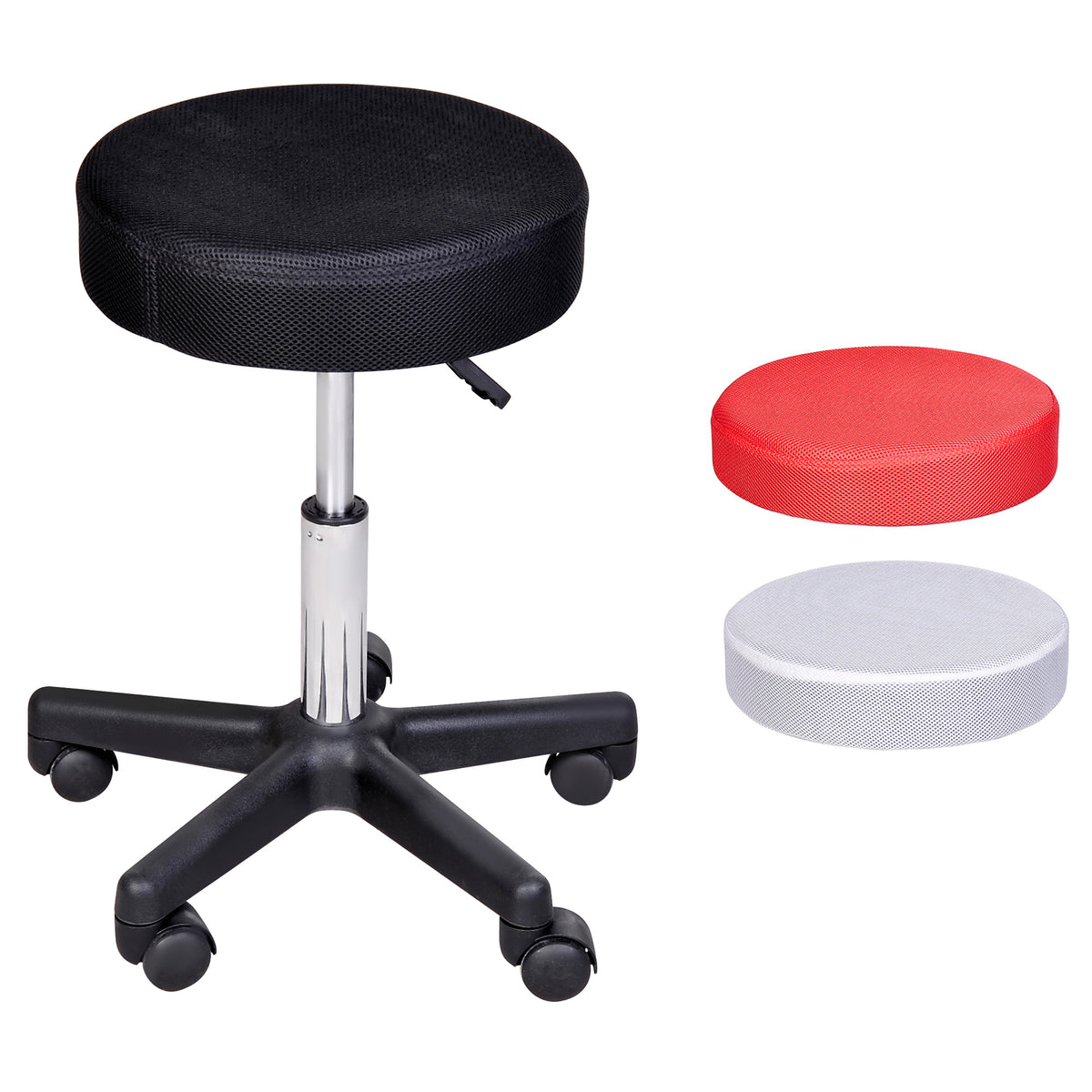 Tabouret massage a roulettes reglable en hauteur pivotant avec trois couleurs de housse de protection-0