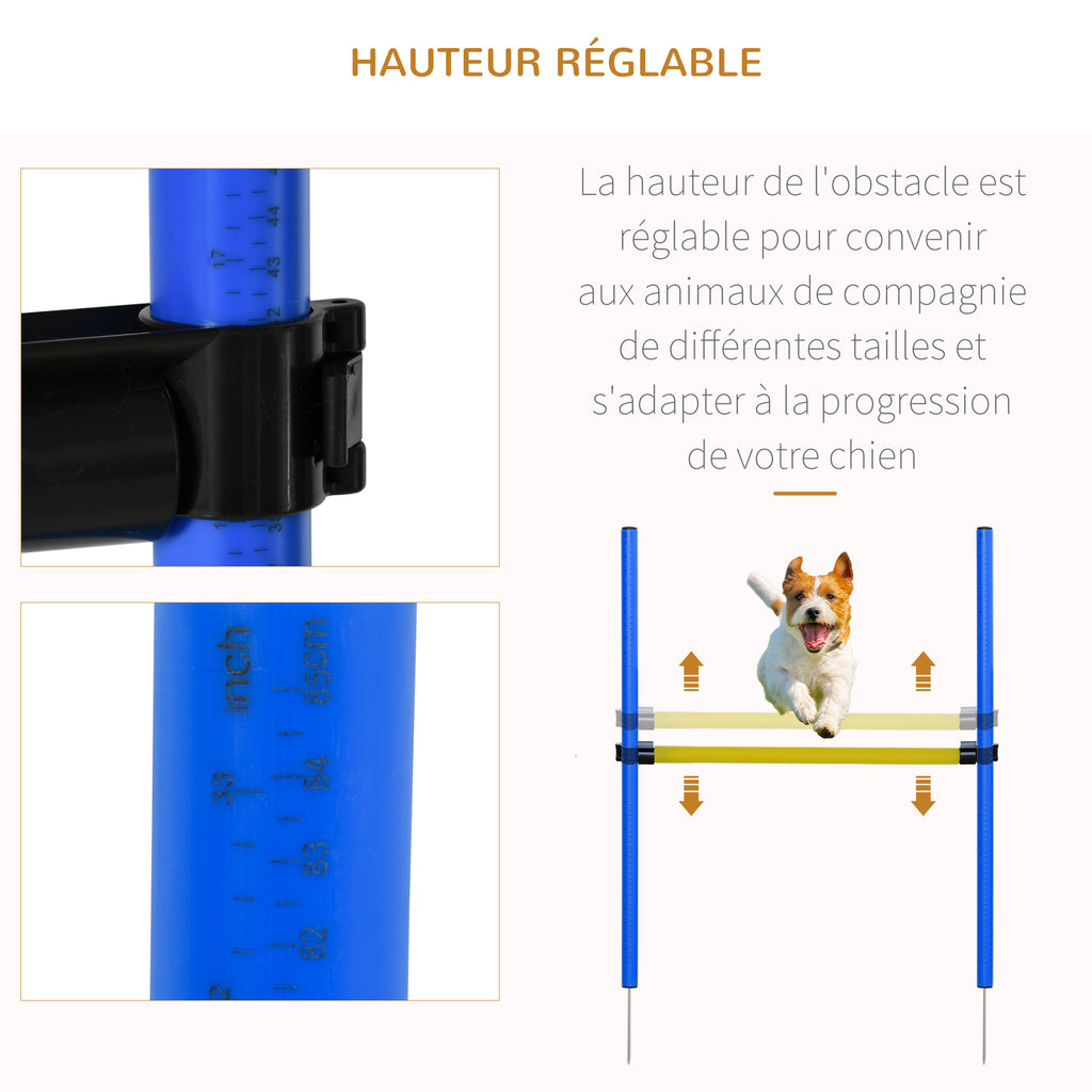 Agility sport pour chiens équipement complet obstacle, tunnel, slalom, zone repos + sac de transport bleu jaune-5