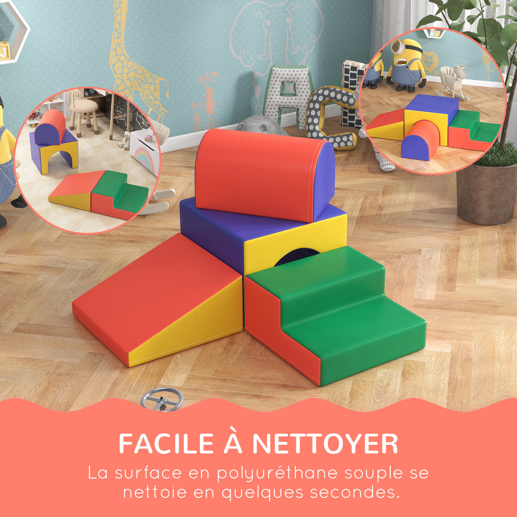 Module motricité bébé 4PCS parcours motricité bébé en mousse EPE pour enfants d'âge préscolaire, multicolore-5