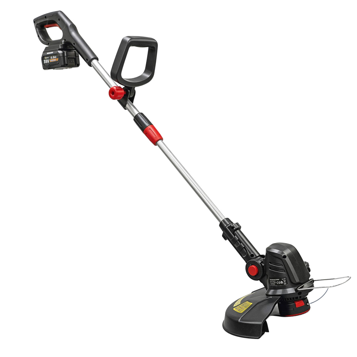 Coupe-Bordures sans Fil 18V, 2 Batteries 4,0 Ah, Chargeur, Coupe 25 cm, Manche Télescopique, 124x32x19cm, Argent-0