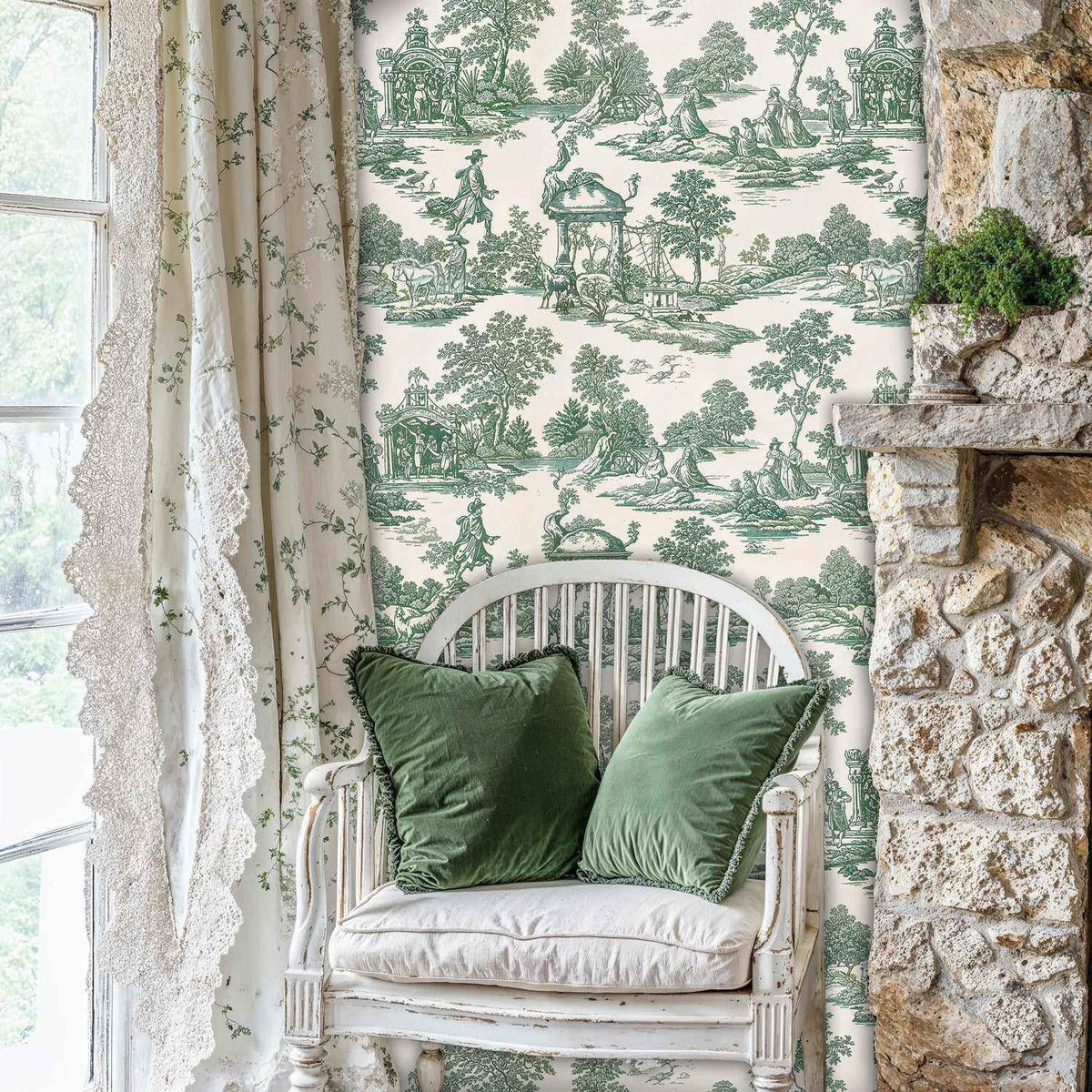 Papier peint toile de Jouy pastorale