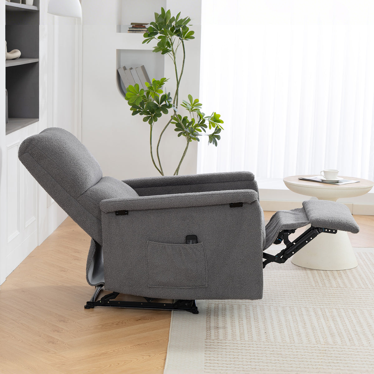 Fauteuil de massage inclinable, fauteuil de relaxation, dossier réglable, large assise, repose-pied, 69x84x99cm, gris-7