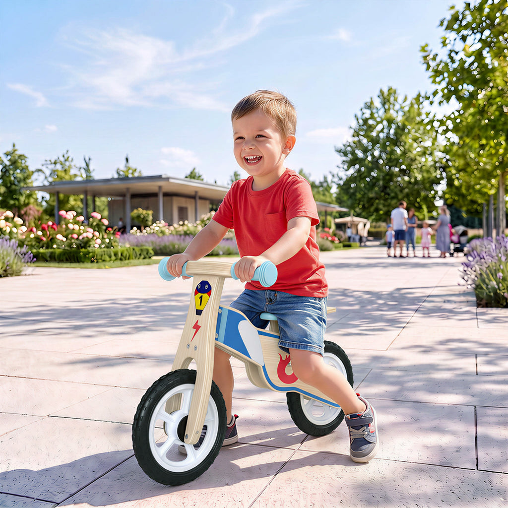 Draisienne Enfants Vélo Bébé sans Pédales avec Selle Réglable en PU, pour 3-5 Ans Jusqu'à 50 kg, Bois Naturel-8
