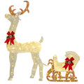 Renne et traîneau lumineux de Noël avec 170 LED blanc chaud, décoration de Noël pour intérieur et extérieur, 50x29x42cm-0