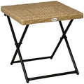 Table basse pliable de jardin style cosy chic dim. 40L x 40l x 40H cm métal époxy résine tressée bois naturel-0