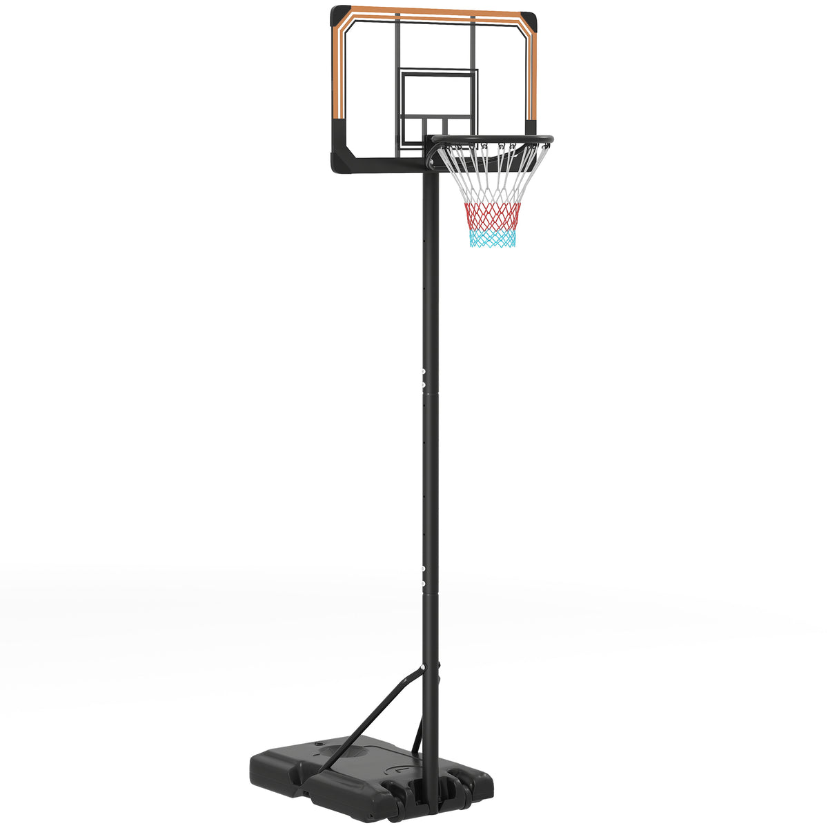 Panier de basket sur pied hauteur réglable 213 - 243 cm avec base de lestage roulettes panneau arrière robuste noir-0