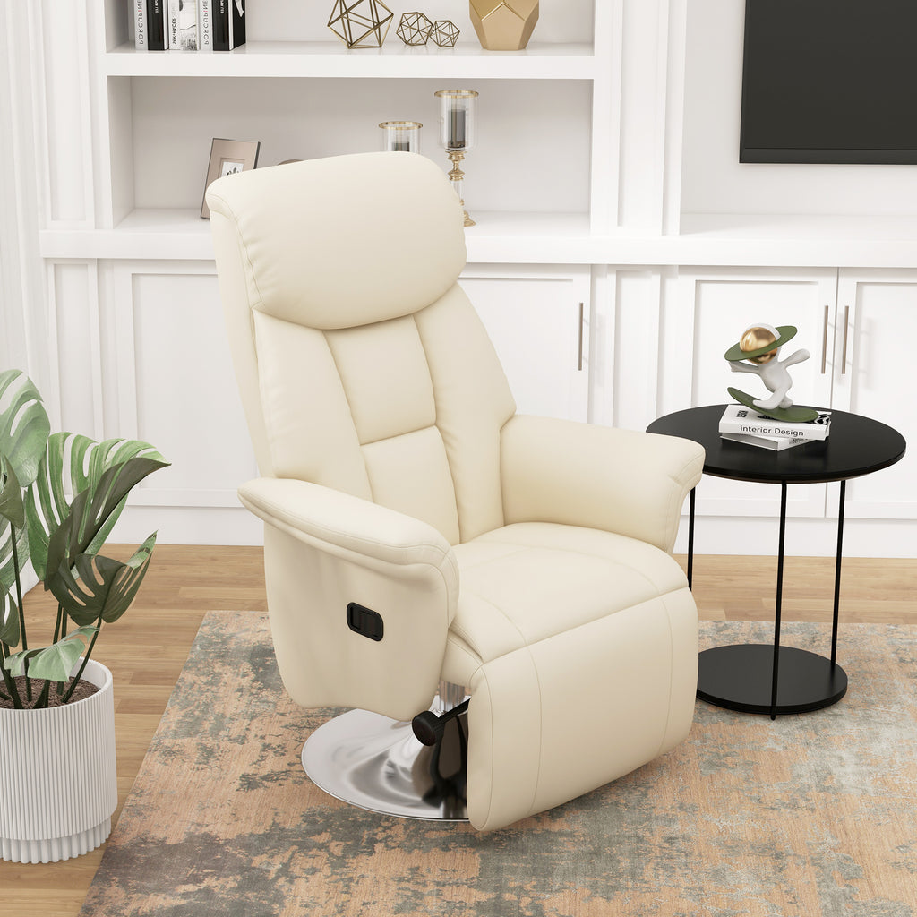 Fauteuil de relaxation inclinable pivotant repose-pied réglable, jusqu'à 150 kg, pour salon, chambre, home cinéma, crème-9