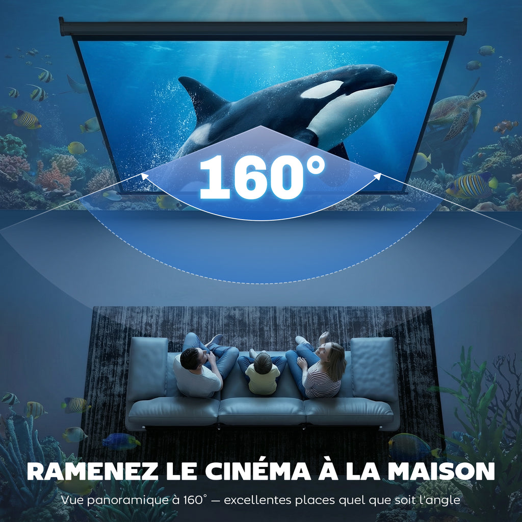Écran de Projection 120" 4:3 HD 4K, Boîtier en Métal, Écran Hauteur Réglable Manuellement, 244x183cm, Noir-4