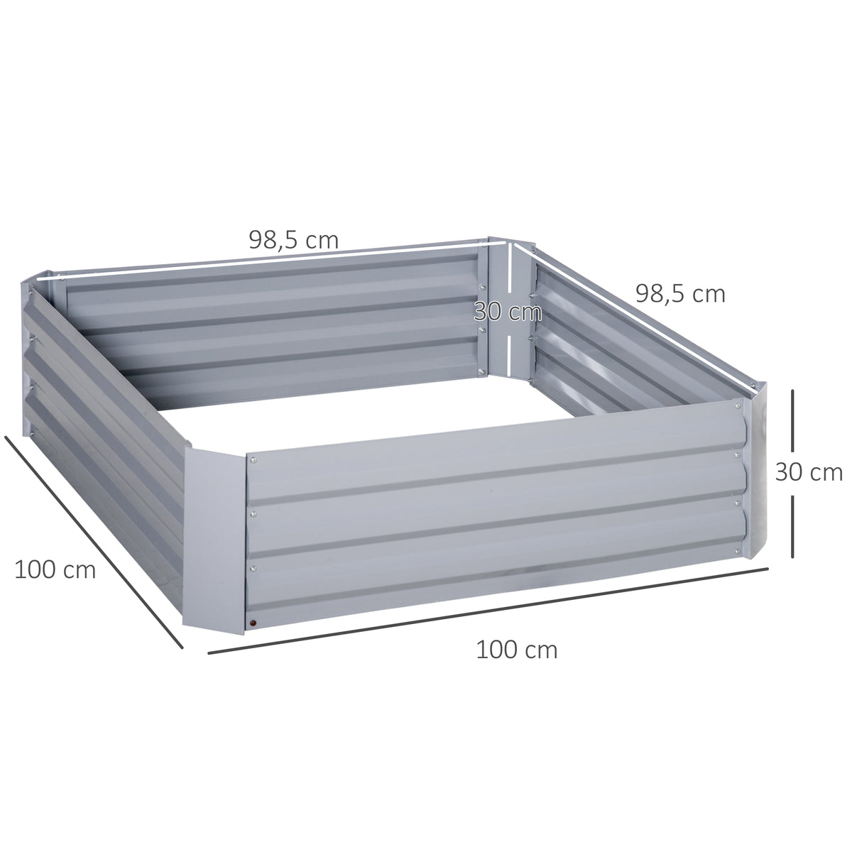 Lot de 2 carré potager de jardin dim. 100L x 100l x 30H cm - tôle d'acier ondulée gris-2