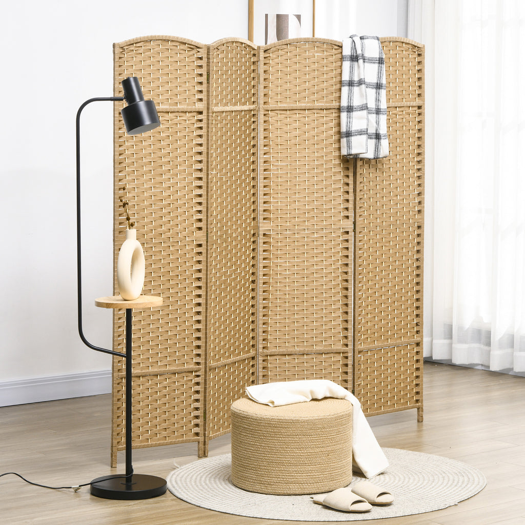 Paravent interieur en bois 4 panneaux 160 x 170 cm séparateur de pièce pliable pour salon, chambre à coucher, naturel-1