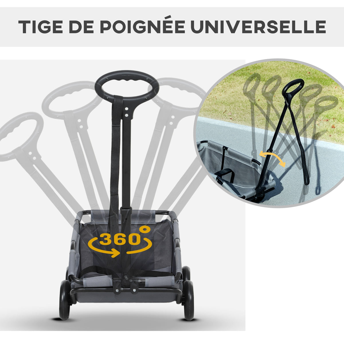 Poussette pour chien poussette petit chien pliable à 4 roues avec tige de poussée réglable 53 x 45 x 28 cm gris-4